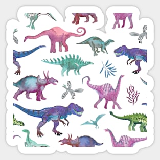 Dinosaurs hand painted multi pastel colors Sticker